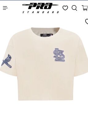 Pro Standard Women’s Cream Cropped Jersey with Blue Logo Patches